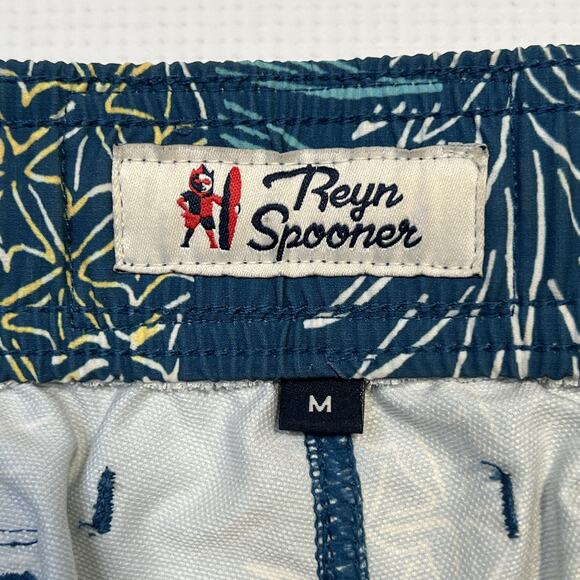 Reyn Spooner Swim Trunks Shorts Mens Medium Blue Pineapple Print Boardshorts - Picture 7 of 13